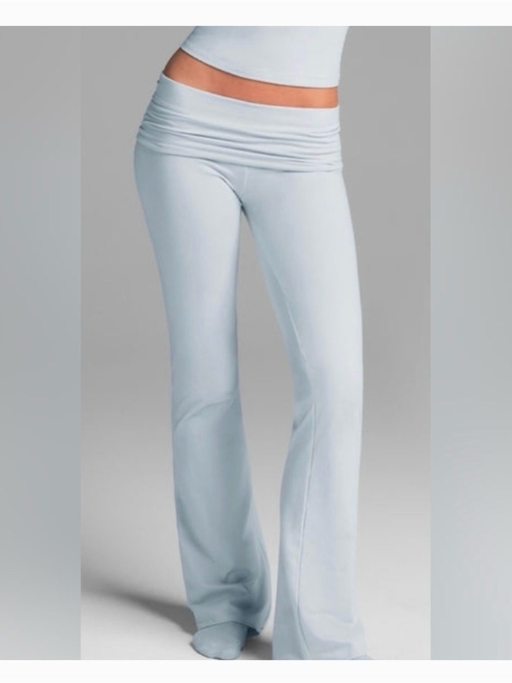Skims Cotton Jersey Foldover Flare Pants in Zen Blue Size XS